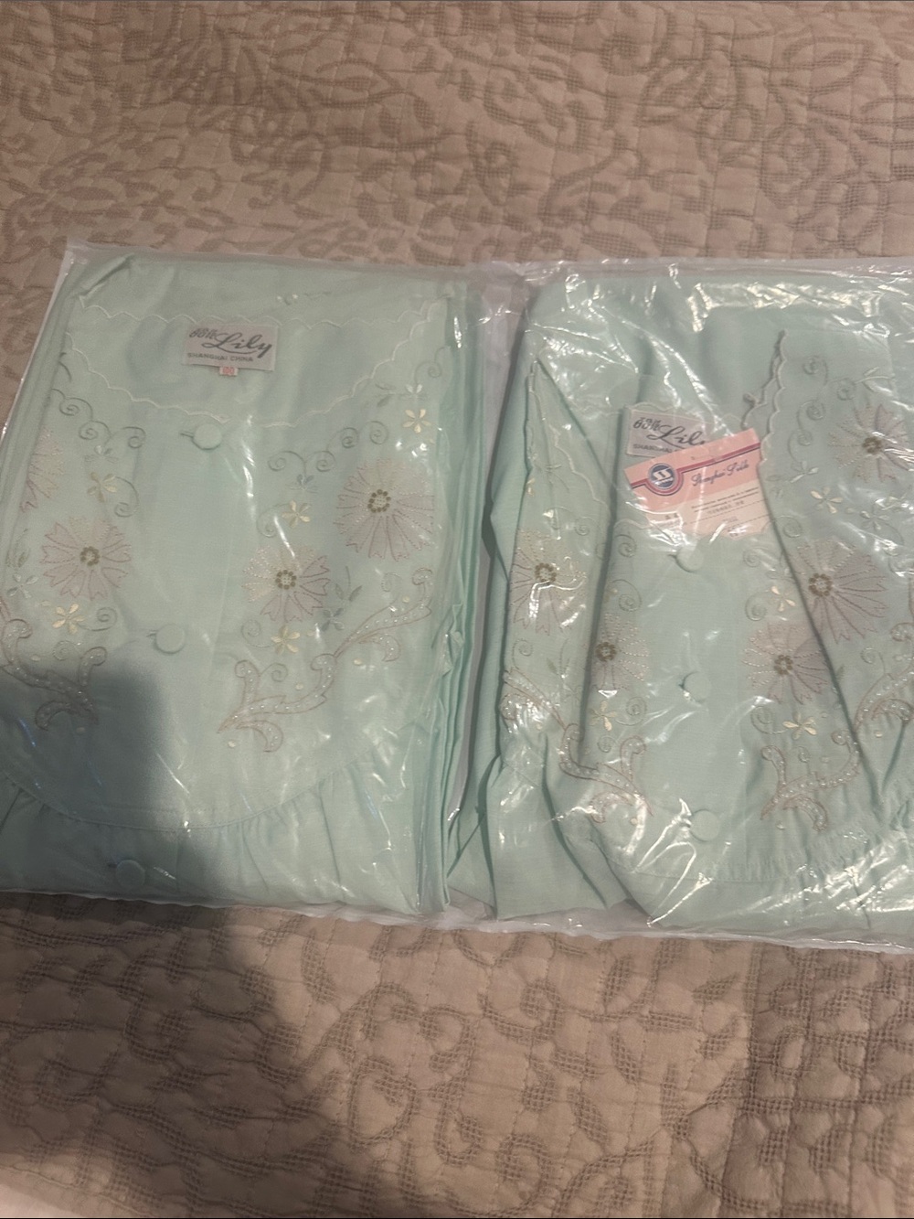 Lily Mint Green Embroidered Floral Bedding Set